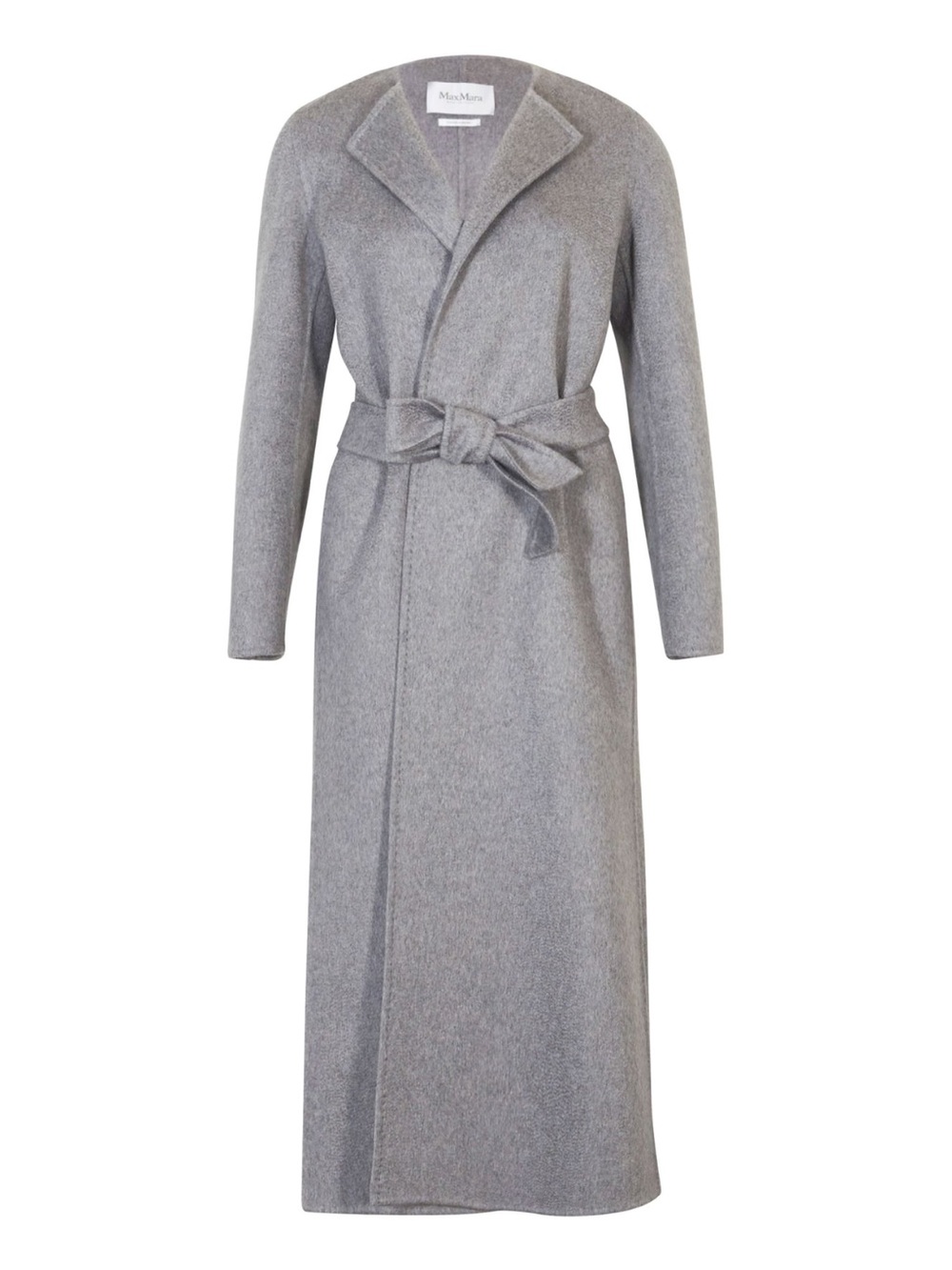 MaxMara Grey Bozen 100% Cashere Long Wrap Robe Coat with Belt